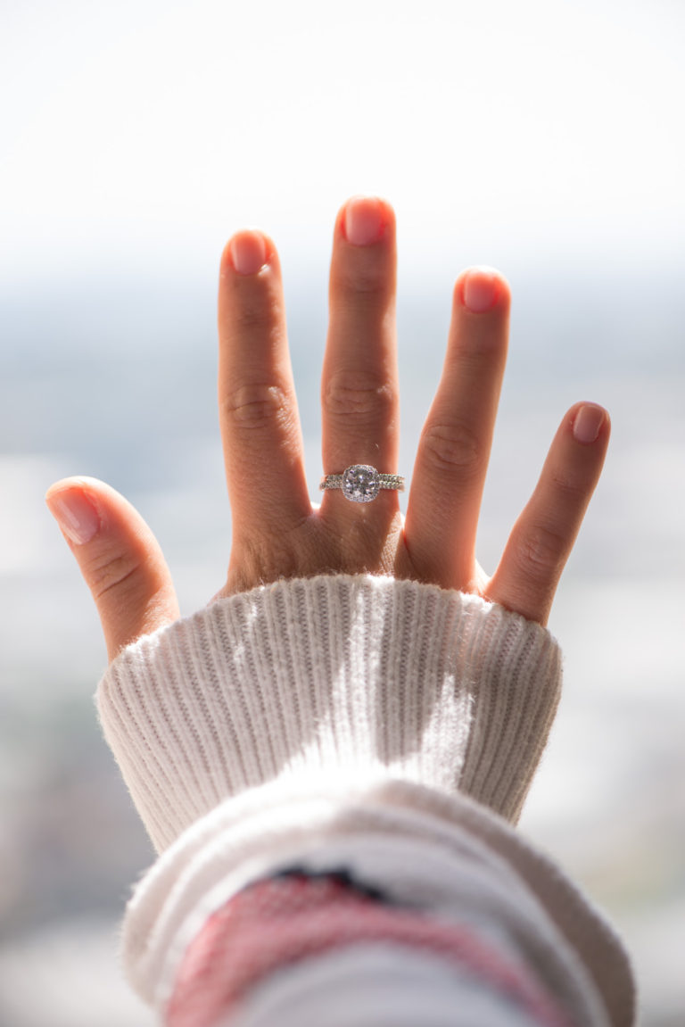 engagement ring on hand