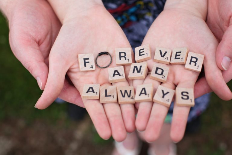scrabble tiles forever and always
