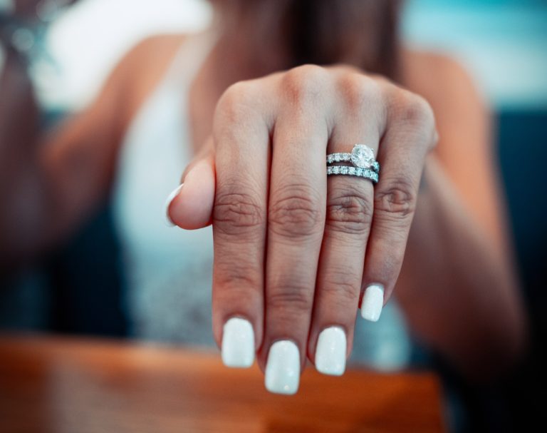 engagement ring on hand