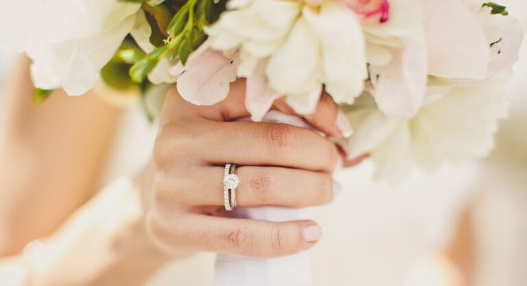 Bride's Hands with Bridal Set Rings