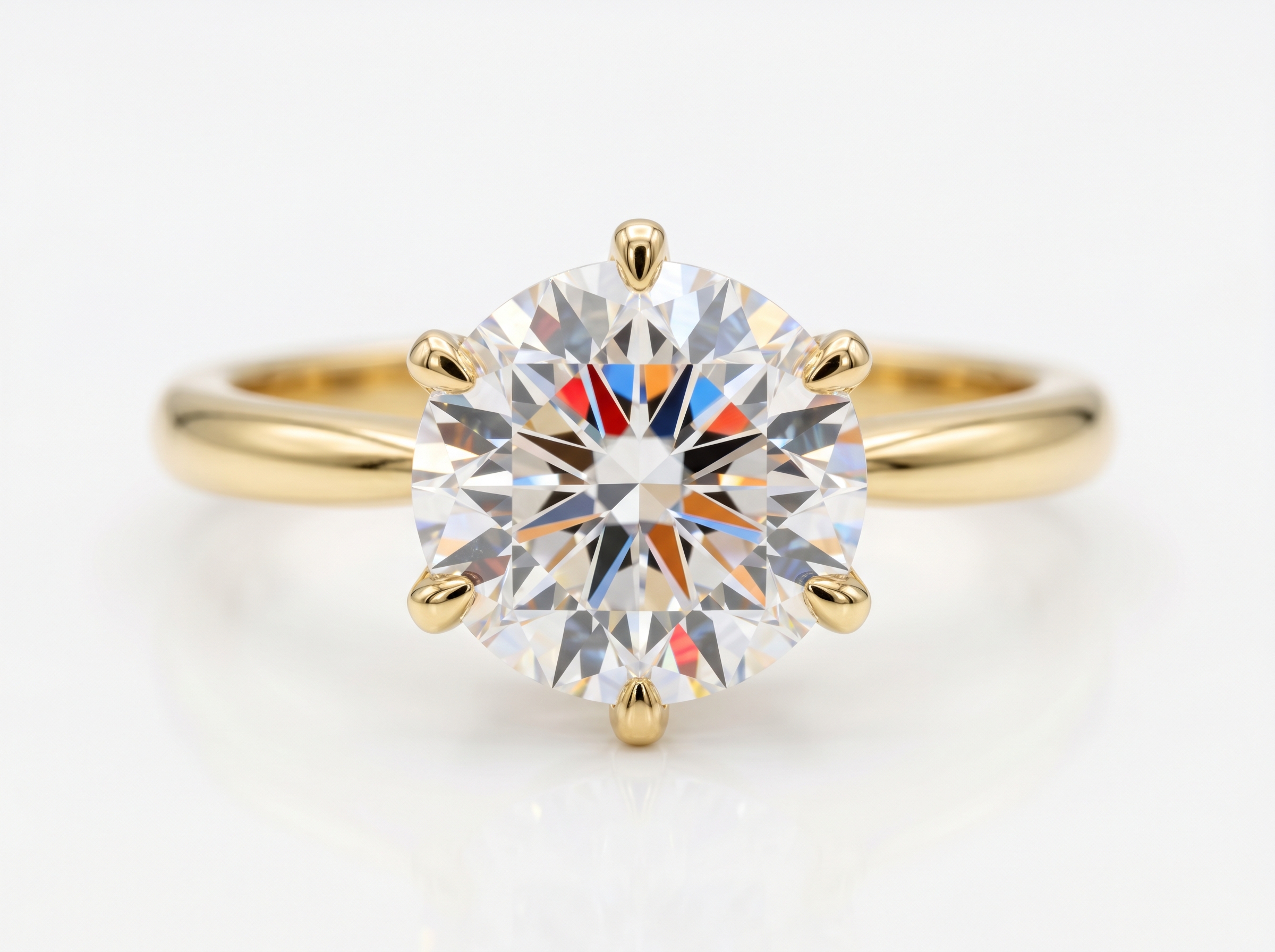 Round brilliant natural diamond ring in yellow gold — natural diamond option at a $1,000 engagement ring budget