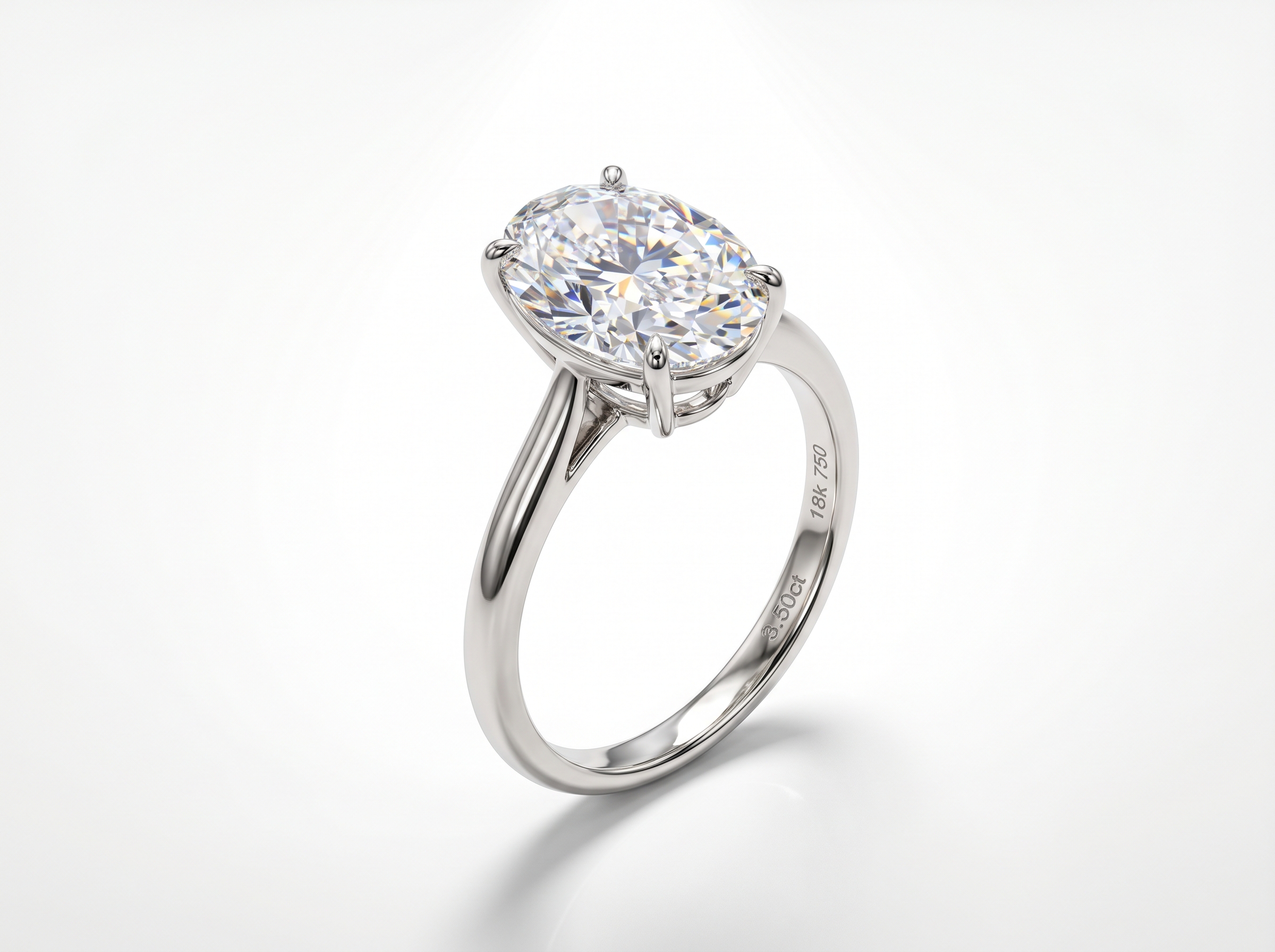 3.5-carat oval lab grown diamond engagement ring in 18k white gold — what a $6,000 budget delivers in 2026